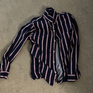 Navy blue light red/pink stripe long sleeve
